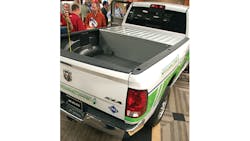 This Ram 4x4 pickup addresses the natural gas storage issue by putting a tank within a steel enclosure in the front of the pickup box This Ram 4x4 pickup addresses the natural gas storage issue by putting a tank within a steel enclosure in the front of the pickup box