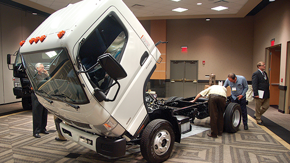 After Mitsubishi Fuso provided details on installing bodies and equipment on their chassis NTEA members were able to observe firsthand