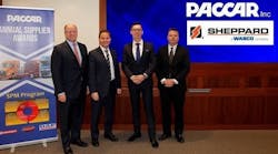 PACCAR recognized WABCO&rsquo;s Sheppard steering tech unit with a supplier award. Pictured left to right are Don Schulte, senior director of purchasing for PACCAR; Ron Augustyn, vice president of global purchasing for PACCAR; Piotr Sroka, WABCO&rsquo;s business leader for global steering; and James Craig, PACCAR&rsquo;s director of purchasing.