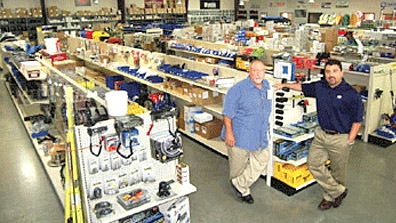 Russell Sanders left parts manager of the La Porte location and Jeff Murillo director of parts for Utility Trailer Sales Southeast Texas designed the 10500squarefoot retail areaampmdashthe second largest in the dealership