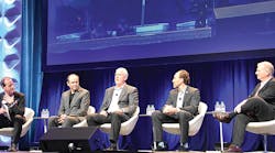 Discussing the importance of technology in manufacturing are, from left, panel moderator Dave O&rsquo;Neil; robotics expert Dan Kara; Charlie Covert of UPS; Desktop Metal&rsquo;s Jonah Myerberg; and Michael Walton, Microsoft&rsquo;s industry solutions executive director.