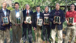 Winners of TTMA Plant Safety Awards for 2012 are left to right Rod Farlow Strick Trailers Rick Mullininx Great Dane Trailers Robert Foster Heil Trailer International John Cannon Brenner Tank Manufacturing Randy Williams Stephens Pneumatics Lynn Reinbolt Road Systems and Nick Eby M H Eby Inc Winners of TTMA Plant Safety Awards for 2012 are left to right Rod Farlow Strick Trailers Rick Mullininx Great Dane Trailers Robert Foster Heil Trailer International John Cannon Brenner Tank Manufacturing Randy Williams Stephens Pneumatics Lynn Reinbolt Road Systems and Nick Eby M H Eby Inc
