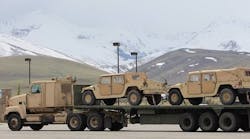 The US Department of Defense recently placed a $360 million order with Talbert Manufacturing to deliver semitrailers similar to this M872-series trailer loaded with High Mobility Multipurpose Wheeled Vehicles belonging to the 786th Quartermaster Company.