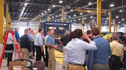 Vanguard National dealers and suppliers tour Vanguard&rsquo;s new 360,000-sq-ft dry-freight van plant in Trenton GA as part of a grand opening held November 3.