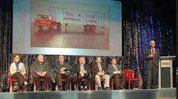 How have parts and service needs changed What do customers look for This panel provided answers at the recent Heavy Duty Aftermarket Dialog Gloria Pliler Swift Dan Samford Peak Performance Asset Services Dwayne Haug Dwayne O Haug Consulting LLC Tom Moore National Private Fleet Council Roy Svehla Republic Services and Lee Long Southeast Freight Lines Stu MacKay right serves as moderator