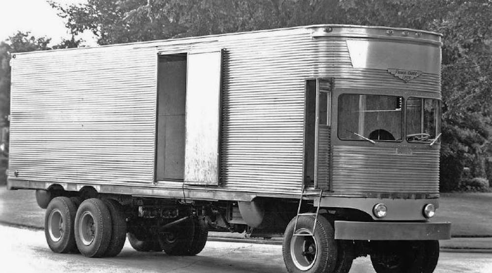 The Fageol Cruise Liner was an idea that &ldquo;came and went&rdquo; in 1950. The &ldquo;trailer&rdquo; was produced by the Twin Coach Company (Kent, Ohio). This vehicle appeared in an advertisement that claimed it to be up to 8,000 lbs. lighter and 10 ft. shorter than a conventional tractor and semi-trailer. International Nickel Company supplied the 18-8 austenitic chromium stainless steel used in the body. A diesel engine was mounted under the &ldquo;cab.&rdquo; (From the book, Truck by Trailer: The History of the Truck Trailer Manufacturing Industry)