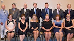 The 2017-2018 TTMA executive committee and their wives: Gary Smith, Kentucky Trailer; Dan and Theresa Giles, Fontaine Trailer Company; Menno and Karen Eby, M. H. Eby Inc; Bob and Heather Wahlin, Stoughton Trailers LLC;, Dale and JoAnn Jones, Timpte Inc; Dick and Hilda Giromini, Wabash National Corporation; Lloyd and Yvonne Elias, Lode-King Industries.