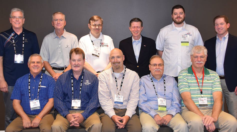 Participating in the Tank Conference meeting at this year&rsquo;s TTMA convention are [standing]: Dave Shannon, MAC LTT; Zach Coley, Heil Trailer International; John Freiler, TTMA; John Cannon, Wabash National; Corey Kirk, Tremcar Inc; and David Hill, Wabash National Corporation. [Seated]: Randy Williams, Stephens Pneumatics Inc; Grant Smith, West-Mark; Bryan Yielding, MAC Trailer; Gary Christian, E.D. Etnyre and Company; and Tom Anderson, LBT, Inc.