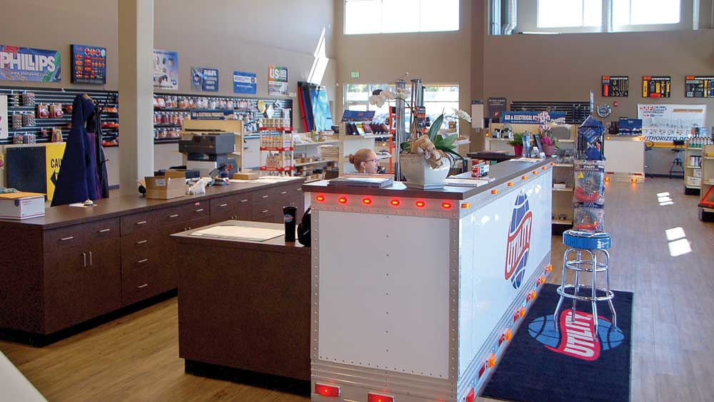 A spacious parts showroom is one of the focal points of the new Utility Trailer Sales of Oregon branch in Redmond OR