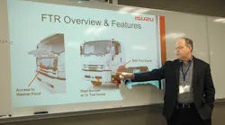 Andy Craig director Isuzu Commercial Truck of Canada provides details on the new Isuzu FTR during the Canadian Transportation Equipment Manufacturers Conference in Vancouver BC October 26