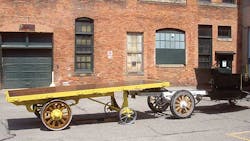 A 1916 Fruehauf trailer with a Smith Form A truck greeted visitors to the Ford P A 1916 Fruehauf trailer with a Smith Form A truck greeted visitors to the Ford P