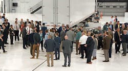 Approximately 90 professionals with interest in traffic safety view the aftermath of a underride crash test at the Insurance Institute for Highway Safety test center in Ruckersville VA May 5.