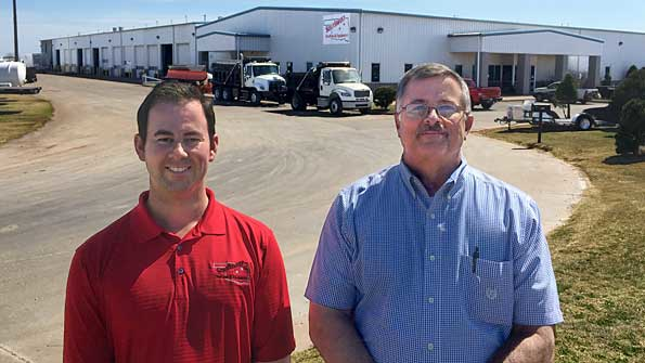 Adam left and Mike Dye are one of 11 multigenerational families that have worked at Southwest Trailers amp Equipment since Mike Dye started the company in 1993