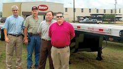 Jeff Pitts CEO of Pitts Enterprises Wade Ellis plant manager Bobby Horton chief engineer and Trey Gary president of Dorsey Trailer are shown with the new Dorsey combo trailer Jeff Pitts CEO of Pitts Enterprises Wade Ellis plant manager Bobby Horton chief engineer and Trey Gary president of Dorsey Trailer are shown with the new Dorsey combo trailer