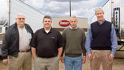 Elkin Williamson, sales and dealer development; Trey Gary, V.P. and C.O.O.; Les Quay, plant manager; and Jeff Pitts are breathing new life into Dorsey Trailer.