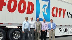 From left Craig Bennett senior vicepresident sales and marketing for Utility Trailer Manufacturing Co Sam Cassell plant manager for Utilitys Glade Spring VA plant Steve Smith president and chief executive officer for Food City Buddy Honaker director of distribution for Food City and Mike Tate transportation manager for Food City From left Craig Bennett senior vicepresident sales and marketing for Utility Trailer Manufacturing Co Sam Cassell plant manager for Utilitys Glade Spring VA plant Steve Smith president and chief executive officer for Food City Buddy Honaker director of distribution for Food City and Mike Tate transportation manager for Food City