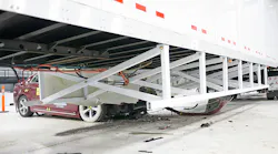 Following Tuesday39s 40 mph test the AngelWing39s structure as seen from the opposite side of the trailer from the crash