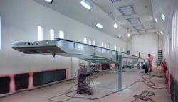 After the steel has been blasted bathed in iron phosphate and sealed with Dubois link technology Spectralink nonchrome sealant surface areas are covered with LV260 epoxy primer at a thickness of approximately four to five wet mils After the steel has been blasted bathed in iron phosphate and sealed with Dubois link technology Spectralink nonchrome sealant surface areas are covered with LV260 epoxy primer at a thickness of approximately four to five wet mils