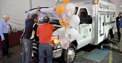 TPC Ford hybrid: Ford brought along an XL Hybrid conversion E-350 with a Rockport body. TPC Ford hybrid: Ford brought along an XL Hybrid conversion E-350 with a Rockport body.