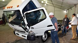 A Fuso FE160 attracts some attention. A Fuso FE160 attracts some attention.