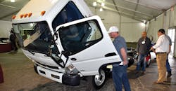 A Fuso FE160 attracts some attention. A Fuso FE160 attracts some attention.