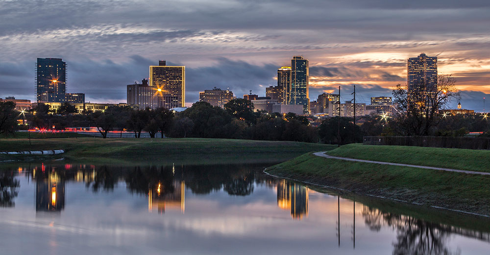 Scenic Fort Worth downtown skyline
