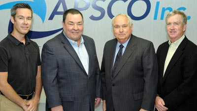 From left Jason Hudson Department of Labor Larry Mocha owner and chief executive officer of APSCO and Chuck Prucha and Curtis Evans with the Oklahoma Manufacturing Alliance