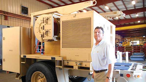 MGS president Andy Gehman with a TrailerMounted Shelter Support TMSS The system includes shelter generator ECU air compressor and multiple tools for setup and tear down It is usually used by the Marine Corps