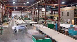 Great Dane has set up a truck body plant within its trailer plant in Brazil IN. Sidewalls are being produced in the line of the left. Roof production is on the right.