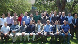 Trailer engineers attending the seated left to right Rod Ehrlich Wabash National Corporation Andy Tanner Talbert Manufacturing Jeff Thompson Timpte Inc George Gauntt Kentucky Trailer Dan Giles Fontaine Trailer Company Jeff Bennett Utility Trailer Manufacturing Jeff Sims TTMA and Randy Williams Stephens Pneumatics Standing left to right Christian Lee Hyundai Translead Rick Mullininx Great Dane Trailers John Rust Trail King Industries Charlie Fetz Great Dane Trailers Paul Hronec Talbert Manufacturing John Fr Trailer engineers attending the seated left to right Rod Ehrlich Wabash National Corporation Andy Tanner Talbert Manufacturing Jeff Thompson Timpte Inc George Gauntt Kentucky Trailer Dan Giles Fontaine Trailer Company Jeff Bennett Utility Trailer Manufacturing Jeff Sims TTMA and Randy Williams Stephens Pneumatics Standing left to right Christian Lee Hyundai Translead Rick Mullininx Great Dane Trailers John Rust Trail King Industries Charlie Fetz Great Dane Trailers Paul Hronec Talbert Manufacturing John Fr