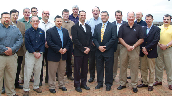 Attending the TTMA Tank Conference meeting are left to right Andy Tanner Talbert Manufacturing John Freiler TTMA Dave Shannon MAC LTT Gery Conlin MidState Tank Company Brett Manahl Valew Quality Truck Bodies Scott Hevelone LBT Inc Cory Gerlach Heil Trailer International John Rust Trail King Tom Anderson LBT Inc Daniel Tremblay Tremcar Inc Randy Arlt Polar Tank Trailer Jeff Sims TTMA Grant Smith WestMark Robert Foster Heil Trailer International Peter Weis Polar Tank Trailer John Cannon The Walker Group of