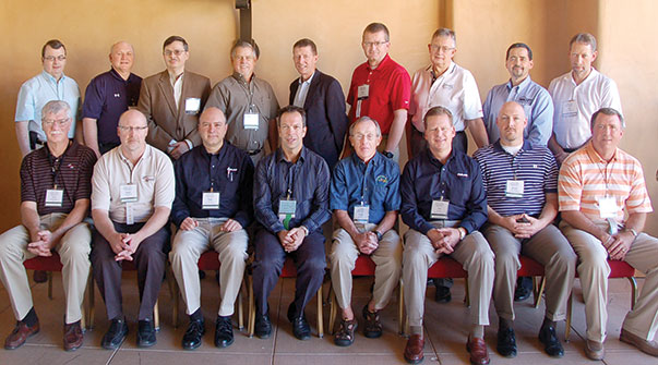 Attending the TTMA Tank Conference are left to right seated Tom Anderson LBT Inc Scott Hevelone LBT Inc Peter Weis Polar Tank Trailers LLC Daniel Tremblay Tremcar Inc Gery Conlin MidState Tank Company Ted Fick Polar Tank Trailers LLC Bryan Yielding Heil Trailer International Randall Swift Heil Trailer International Standing Denis Grossen Polar Tank Trailer LLC John Conley National Tank Truck Carriers John Freiler TTMA Randy Williams Stephens Pneumatics Inc John Cannon Brenner Tank LLC John Rust Trail King