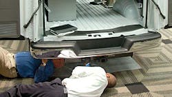 Will truck upfitters figure out how to mount equipment at the rear of lightduty trucks and vans and still comply with NHTSArsquos new rear visibility safety standard Rearmounted equipment could block the required backup cameras but the industry has until 2018 to find an answer Will truck upfitters figure out how to mount equipment at the rear of lightduty trucks and vans and still comply with NHTSArsquos new rear visibility safety standard Rearmounted equipment could block the required backup cameras but the industry has until 2018 to find an answer