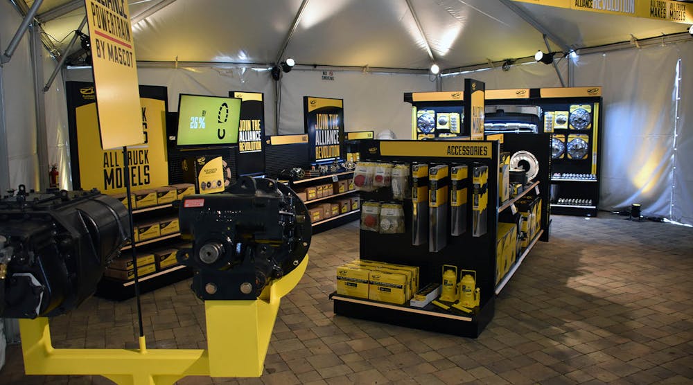 The new Alliance Truck Parts retail display, as recreated here for a press event, is the product of a redesign by shopping-experience experts.