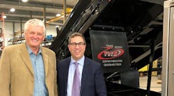 Parliamentary assistant Toby Barrett, left, joined Voth Truck Bodies CEO Robert Edmonds at the grand opening of the company&apos;s expanded Courtland, Ontario facility.