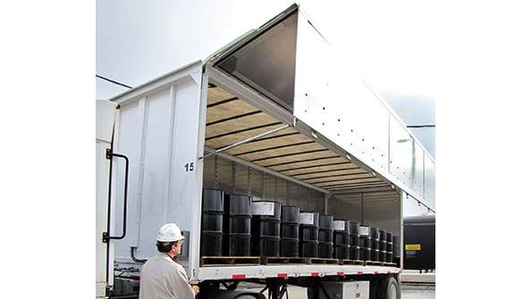 The sideopening ldquodoor wallsrdquo are constructed of aluminumskinned honeycombcored panels supported with aluminum extrusions and powered with a simple electrichydraulic power system