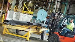 Forklifts have a lot less distance to travel after Wabash reduced the amount of material handling performed at its Lafayette IN plant Forklifts have a lot less distance to travel after Wabash reduced the amount of material handling performed at its Lafayette IN plant