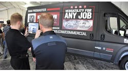 Curious onlookers take a virtual look at a Ram Promaster during last year&rsquo;s NTEA Truck Product Conference. Cargo vans have emerged as today&apos;s do-everything work truck.