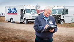 Al Freve Morgan Olsonamprsquos service center sales manager compares a finished CINTAS vehicle left to a vehicle to be quoted and approved before any work can begin on this unit Al Freve Morgan Olsonamprsquos service center sales manager compares a finished CINTAS vehicle left to a vehicle to be quoted and approved before any work can begin on this unit
