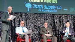 Stu MacKay president of MacKay amp Company asks a question of his panel of distributors Mike McKay director of parts operations for Kenworth Sales Company Edward Neeley owner of Truck Supply Company and Geoff Garafola vicepresident of Inland Truck Parts Stu MacKay president of MacKay amp Company asks a question of his panel of distributors Mike McKay director of parts operations for Kenworth Sales Company Edward Neeley owner of Truck Supply Company and Geoff Garafola vicepresident of Inland Truck Parts