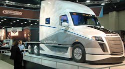 Daimler Trucks North America unveiled its SuperTruck at a the 2015 MidAmerica Trucking Show It combines a custom Freightliner tractor with a highly modified trailer that is based on a standard Strick sheet and post dryfreight van Daimler Trucks North America unveiled its SuperTruck at a the 2015 MidAmerica Trucking Show It combines a custom Freightliner tractor with a highly modified trailer that is based on a standard Strick sheet and post dryfreight van