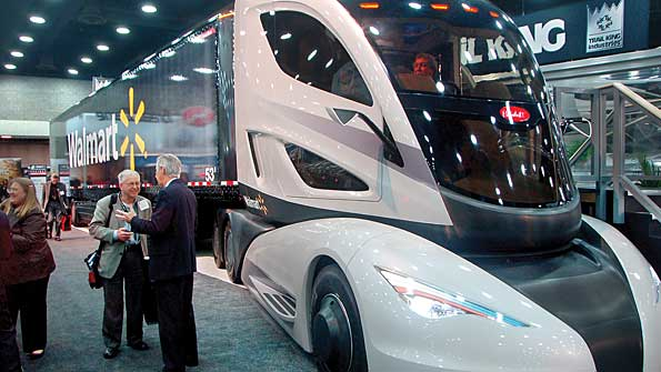 Several companies including Great Dane and Peterbilt teamed up to produce this concept vehicle for Walmart