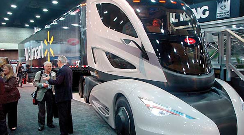 Several companies, including Great Dane and Peterbilt, teamed up to produce this concept vehicle for Walmart.