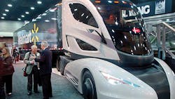 Several companies including Great Dane and Peterbilt teamed up to produce this concept vehicle for Walmart Several companies including Great Dane and Peterbilt teamed up to produce this concept vehicle for Walmart