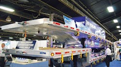 The new Alutrec “Capacity” flatbed is shown loaded aboard an Alutrec drop-deck platform at the Mid-America Trucking Show in Louisville. Note how the smooth underbody transitions from the upper coupler to the deeper mid-section. The new Alutrec “Capacity” flatbed is shown loaded aboard an Alutrec drop-deck platform at the Mid-America Trucking Show in Louisville. Note how the smooth underbody transitions from the upper coupler to the deeper mid-section.