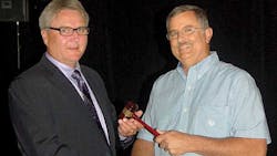 Michael Shuemake president of Central Valley Trailer Repair left receives the gavel of office from Mike Dye president of Southwest Trailers amp Equipment in Oklahoma City Michael Shuemake president of Central Valley Trailer Repair left receives the gavel of office from Mike Dye president of Southwest Trailers amp Equipment in Oklahoma City