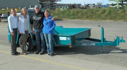 From left to right, Brenda Jennissen, Felling Trailers president and CEO, and Bonnie Radjenovich, Felling&rsquo;s vice president of human resources, stand with Centre Dairy Equipment &amp; Supply owner Jon Stein, who won the Trailer for a Cause auction, and his wife, Laurie Stein.