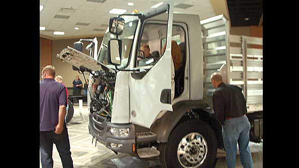 Kenworth has relocated the air tanks DEF tank battery box and exhaust aftertreatment behind the cab of the new K270 and K370 mediumduty cabovers The result is a new ldquoclear railrdquo package that creates room for body and equipment installation