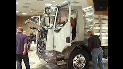 Kenworth has relocated the air tanks DEF tank battery box and exhaust aftertreatment behind the cab of the new K270 and K370 mediumduty cabovers The result is a new ldquoclear railrdquo package that creates room for body and equipment installation Kenworth has relocated the air tanks DEF tank battery box and exhaust aftertreatment behind the cab of the new K270 and K370 mediumduty cabovers The result is a new ldquoclear railrdquo package that creates room for body and equipment installation