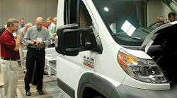 The new Ram ProMaster attracts a crowd during the Ram display of the Truck Product Conference.